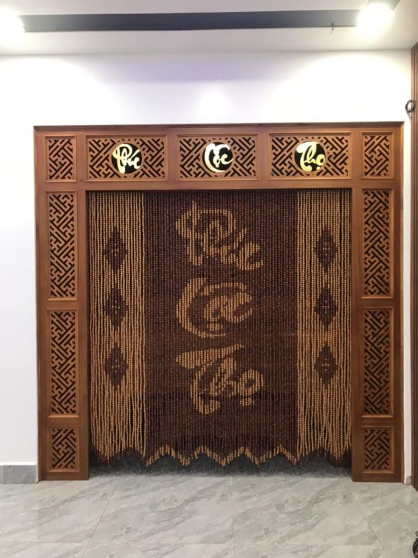Rèm hạt gỗ che phòng thờ đẹp