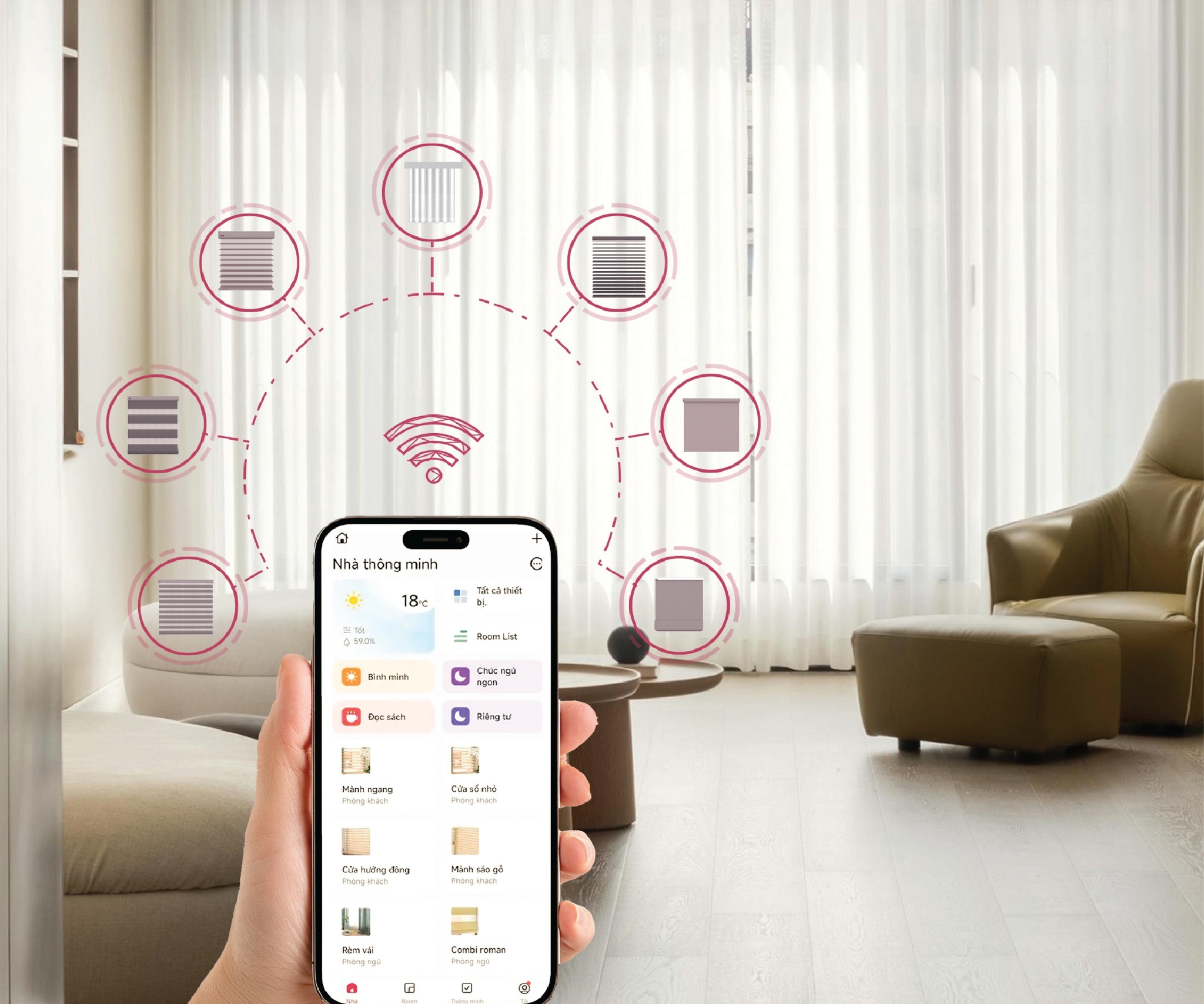 Rèm kéo tự động: Giải pháp hiện đại cho không gian sống tiện nghi và sang trọng